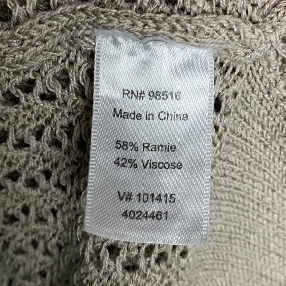 COLDWATER CREEK beige Sweater SZ XL open Knit drop-sleeve scoop neck Ramie boho - Picture 8 of 13